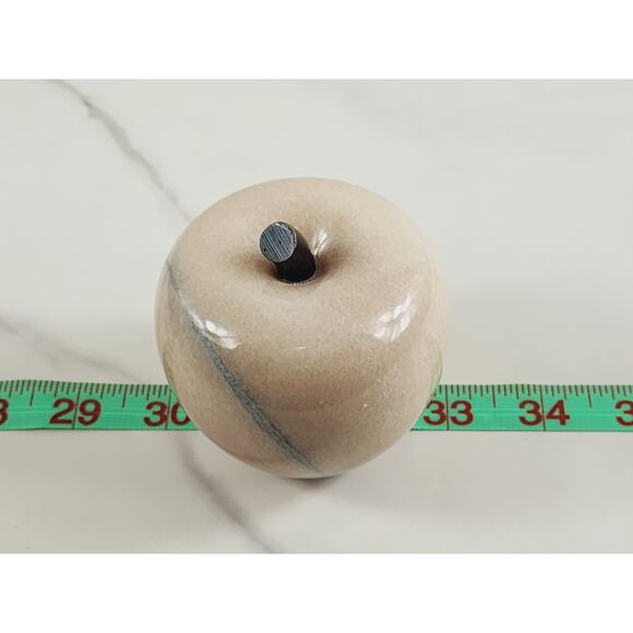 Paperweight Marble Stone Carved Apple Polish 3 1/2" Crowning Touch 80s Vintage - Picture 13 of 14